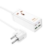 Подовжувач мережевий HOCO AC10A PD65W (2USB/2Type-C/1xSocket) White