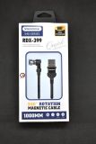 Usb-cable Micro USB RedDax RDX-399 2.4A 1m (Г-образний, круглий, тканевий, Magnetic) Black