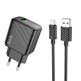 СЗУ-USB HOCO CS21A QC 3.0 (1USB/18W) + кабель Micro USB Black