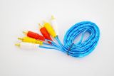 Аудио кабель RCA:3RCA-3RCA (3 тюльпана) 1.5m (силиконовая оплетка) Blue