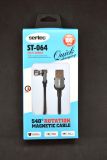 Usb-cable Micro USB Sertec ST-064 2.4A 1m (Г-образний,круглый,тканевый,Magnetic) Black/grey