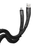 Usb-cable Micro USB HOCO U78 Cotton treasure elastic 2.4A 1.2m (плоский,тканевый,метал.коннек) Black