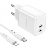 МЗП-USB BOROFONE BN9 PD 35W/3A (2Type-C) + кабель Type-C - Lightning White