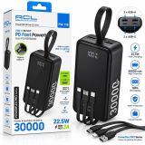 Power Bank 30000mAh ACL PW-118 22.5W(LCD-дисп,Встр кабелі: USB-C,Lightning та USB)black(А)-Ціна Тижня!