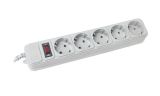 Фільтр мережевий Maxxter SPM5-G-6G, 5 розеток, сірий 1,8 м (з запобіжником)