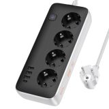 Подовжувач мережевий HOCO AC21 3m (3USB/1 Type-C/4xSocket) Black