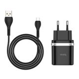 СЗУ-USB HOCO C12 Smart 2.4A 2 Usb + кабель Micro USB Black