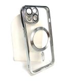 Чехол iPhone 15 Silicon Case Shining Full Camera with MagSafe Silver "Акционная цена"