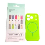 Чехол iPhone 17Pro/18Pro Silicon BEATS with MagSafe №13 Neon green