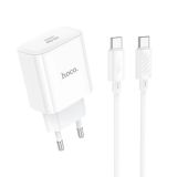 СЗУ-Type-C HOCO C76A Pro PD30W (1 Type-C) + кабель Type-C - Type-C White