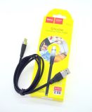 Usb-cable Type-C HOCO X53 "Angel" 3А 1m (плоский,метал.коннект) Black