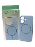 Чехол iPhone 16 Silicon BEATS with MagSafe №1 Light blue