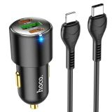 АЗУ-USB HOCO NZ6 PD45W (2Type-C/USB/3A) + кабель Type-C-Lightning Black