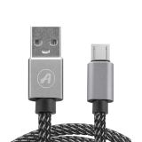 Usb-cable Micro USB Aspor A131 2.4A 1.2m orig 100% ( круглий, пластиковий шнур ) Black / grey