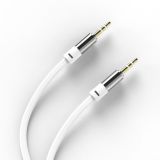 Аудио кабель 3,5mm/3,5mm AUX 2pin (плоский, метал. коннект, тех.пакет) White