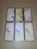 Чохол iPhone 5 Silicon Remax Swarovski 0.2 mm Yellow flowers "Акційна ціна"