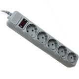 Фільтр мережевий Gembird SPG5-G-6G 5 розеток, cерий 1.8м (із запобіжником)