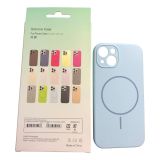 Чехол iPhone 13ProMax Silicon BEATS with MagSafe №1 Light blue