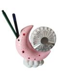 Вентилятор настільний Moon Fans HQ66-21 Pink (АКБ, підставка, підсвічування, 3 режими, Type-C)