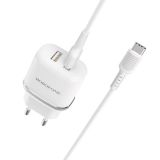 СЗУ-USB BOROFONE BA25A 2.4A 2USB + кабель Type-C White (блистер)