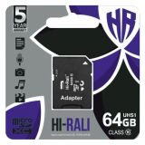 Micro SD 64Gb Hi-Rali Class 10 с ад. (UHS-1)