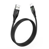 Usb-cable iPhone 5 HOCO U93 Shadow 2.4A 1.2m (круглый,тканевый,метал.коннект) Black