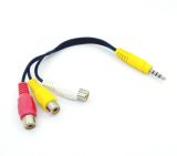 Кабель 3.5mm папа/3RCA мама 0.15m черный
