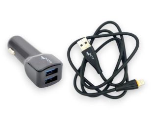 АЗП 4you B1 (2100mAh - 100%, Long, 2 USB, Exclusive design) black + iPhone 