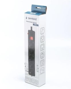Фильтр сетевой Gembird SPG5-G-10B-PRO, 5 розеток, черный 3м (с предохранителем)