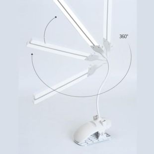 LED настольная USB лампа гибкая, двойная, 1 аккумулятор + прищепкой белая (М) - Цена Недели!