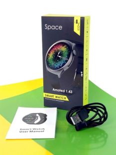 Часы Smart Watch 4you SPACE (1.43 AMOLED, Звонки, фонарик,aluminum,12мес гар) DARK - Новинка!