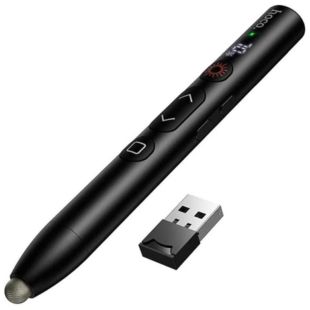 Презентер с лазерной указкой Hoco GM203 (беспроводной USB-приемник 2,4 ГГц, LCD, стилус) Black