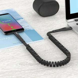Usb-cable Micro USB HOCO U78 Cotton treasure elastic 2.4A 1.2m (плоский, тканевий, метал.конек) Black
