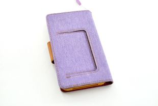 Чехол-книжка 4you Canvas 3,5"- 4" violet/brown универсальная  "Акционная цена"