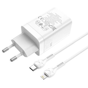 МЗП-USB HOCO N23 PD 45W (2Type-C) + кабель Type-C-iPhone 5 White