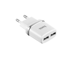 СЗУ-USB HOCO C12 Smart 2.4A 2 Usb + кабель Micro USB White