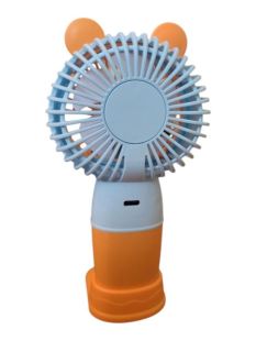 Вентилятор ручной HK59-19 (подставка для телефона, 3 режима, Type-C) Blue/Orange