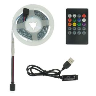 LED стрічка USB RGB 5V, IP 20, 5м, з пультом, на самоклейці (М) - Ціна Тижня!