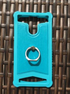 Бампер універсальний Silicon + Leather + Кільце 4.5 "(4,2-4,7) blue" Акційна ціна "