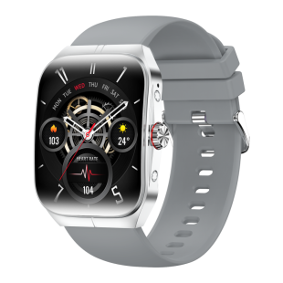 Годинник Smart Watch 4you VIBE (1.95",AMOLED 410*502,VA,300mAh,Дзвінки, Metal,12мес гарант) Silver/Grey