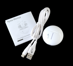 Bluetooth-гарнитура 4you MENSA white (BT 5.3, Гарант.12мес, РРЦ - 745грн)  (от 5шт - 5%)