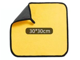 Полотенце 30x30 см утолщенное, флисовое, высокой плотности Grey\yellow