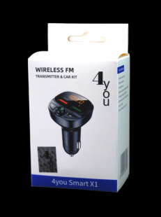 FM модулятор 4you Smart X1 (QC3, 5V/3A, 18W, 2USB, MP3, bt 5.0, Гарантия 12мес)  