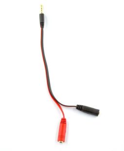 Аудіо кабель 3,5mm тато / 2 * 3,5 мм мама 0.2m чорно / червоний