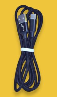 Usb-cable Type-C 4you Rido Fast Charge (2.1A, круглый, ткань, черный, 1.5М)