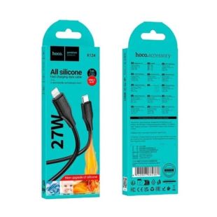 Cable Type-C/iPhone 5 HOCO X124 27W 1m (круглий) Black