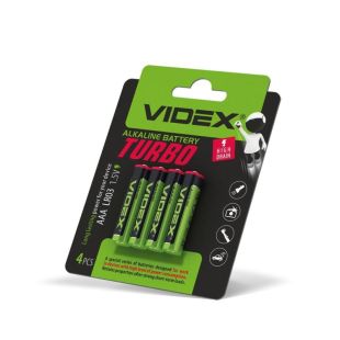 Батарейка Videx Turbo LR03T AAA лужна (4 на блістері, 40 в упак.)