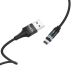 Usb-cable iPhone 5 HOCO U76 Fresh magnetic 2.4А 1.2m (круглый) Black
