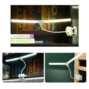LED настільна USB лампа гнучка, подвійна, 1 акумулятор + прищіпкою біла (М) - Ціна Тижня!