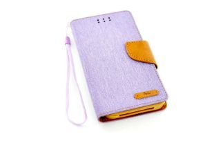 Чехол-книжка 4you Canvas 3,5"- 4" violet/brown универсальная  "Акционная цена"